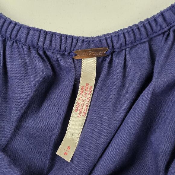 Free People Dress Womens Small Navy Maxi Ruffle Strap Tie Back Pockets OB1134716 - Picture 11 of 16